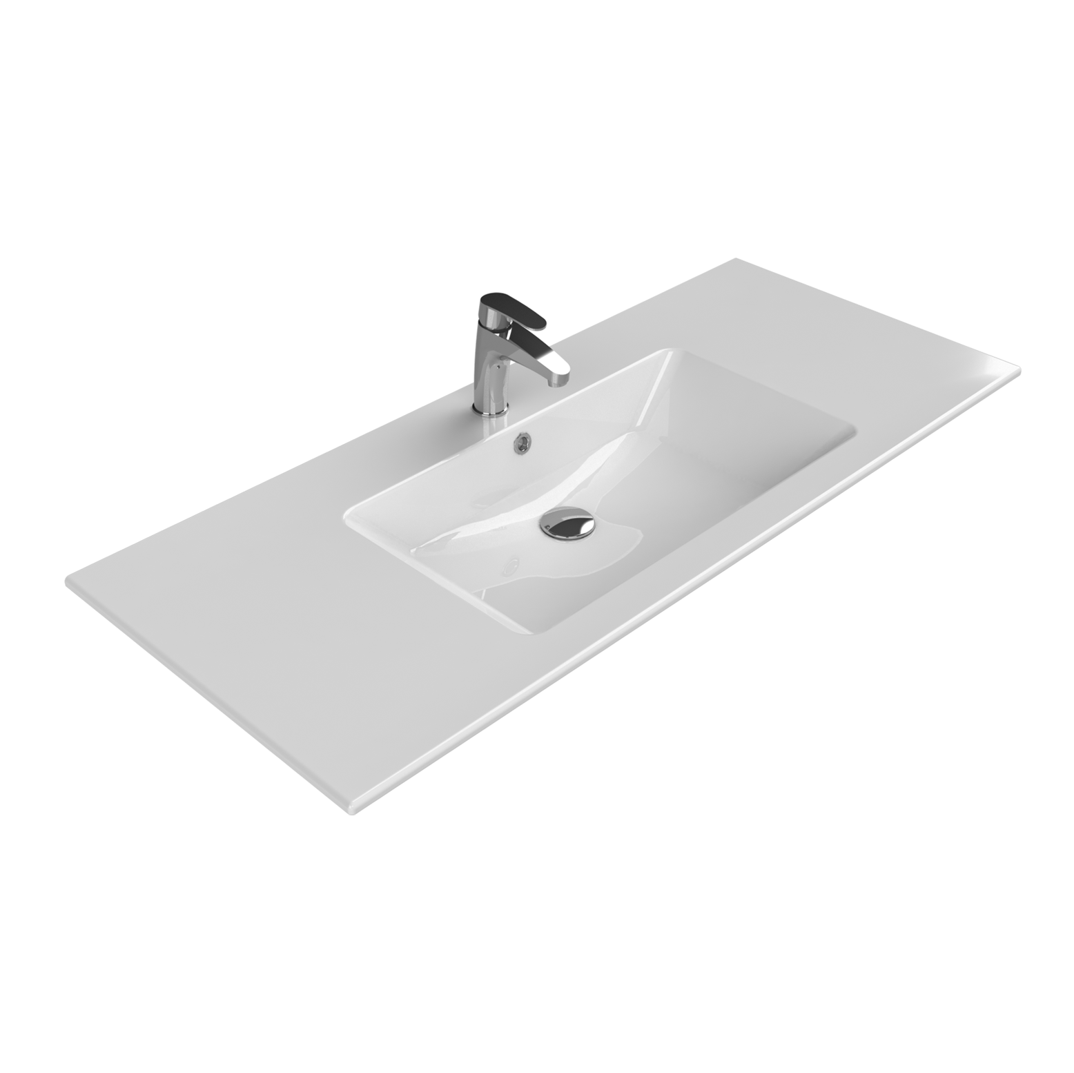 Turkuaz CeraStyle Ibiza White umivaonik (lavabo) 121x51x1,5 konzolni sa rupom za bateriju, prelivom i zaravnjenjem levo i desno 50600U