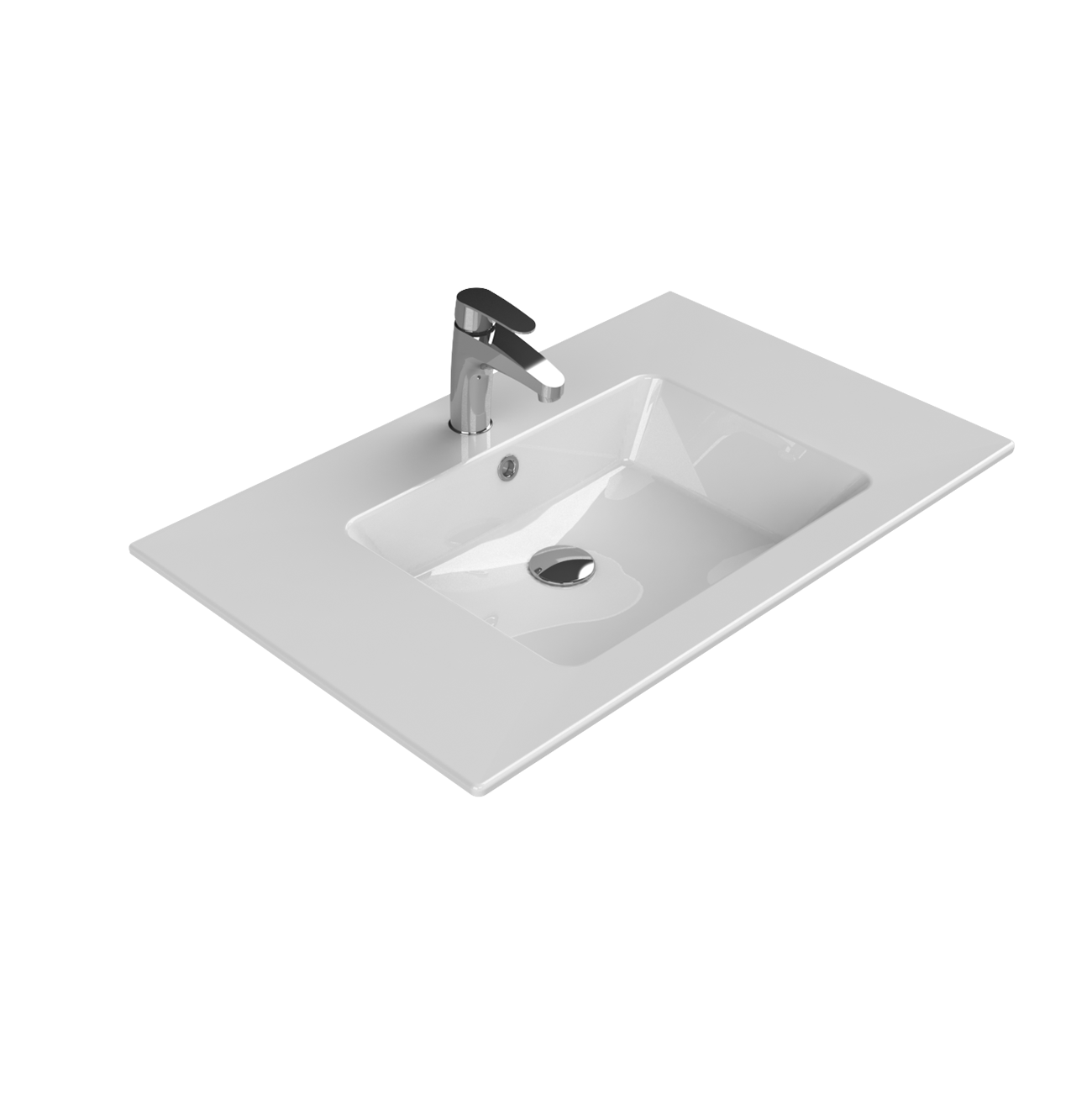 Turkuaz CeraStyle Ibiza White umivaonik (lavabo) 81x51x1,5 konzolni sa rupom za bateriju, prelivom i zaravnjenjem levo i desno 50300U