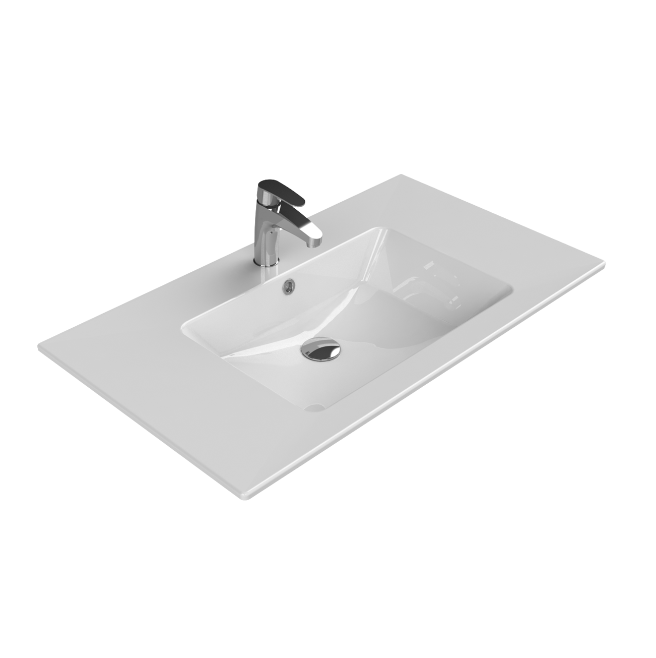 Turkuaz CeraStyle Ibiza White umivaonik (lavabo) 91x51x1,5 konzolni sa rupom za bateriju, prelivom i zaravnjenjem levo i desno 50400U