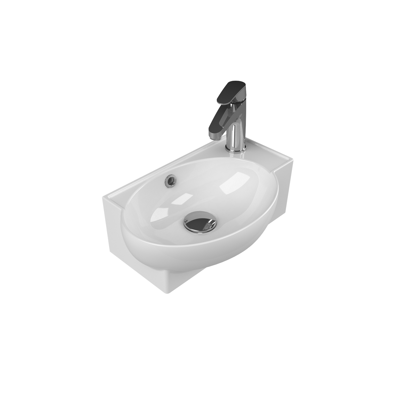 Turkuaz CeraStyle Mini White umivaonik (lavabo) 44,5x28,5x14,5 konzolni i nadgradni sa rupom za bateriju desno i prelivom 1300U