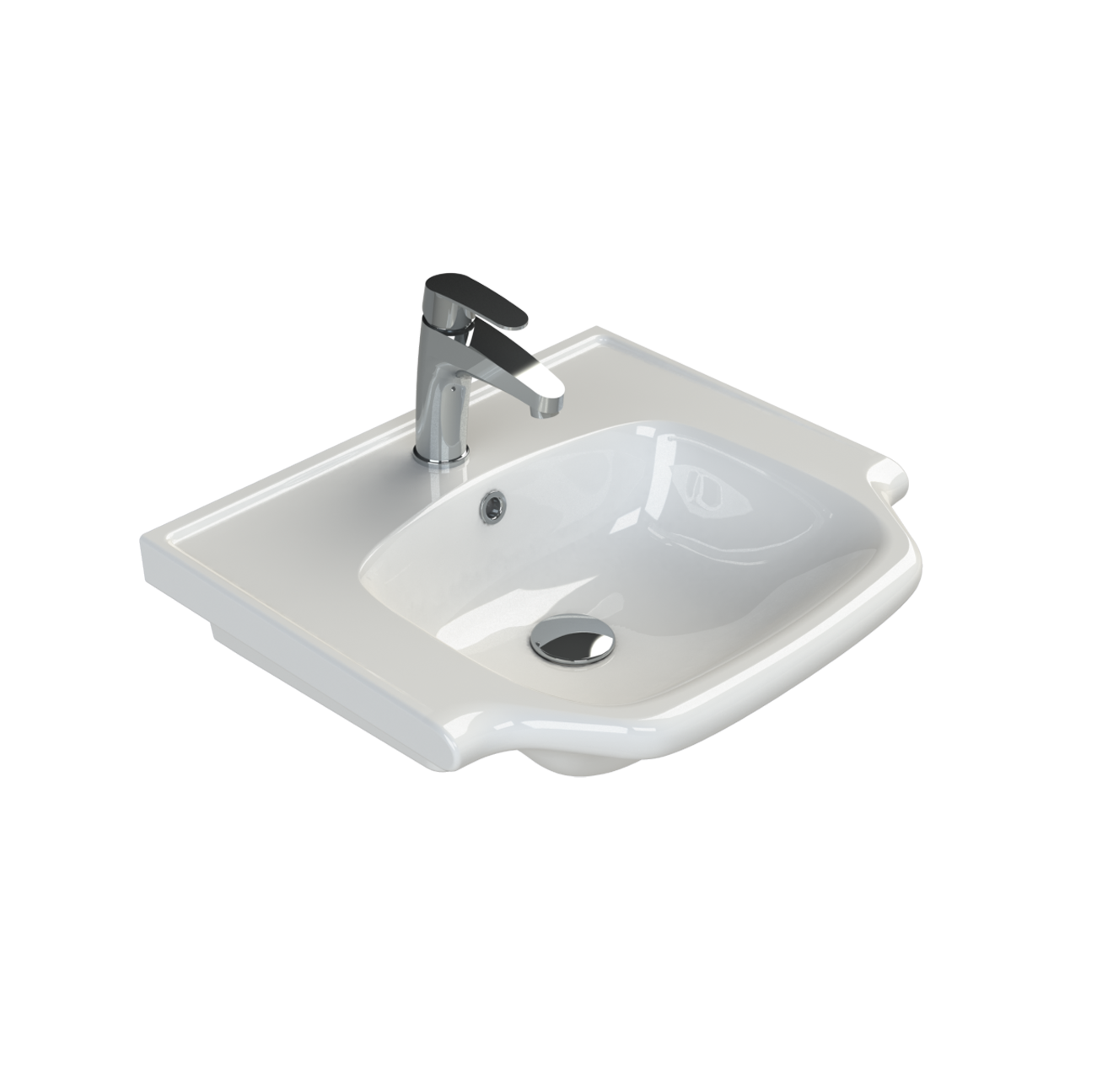 Turkuaz CeraStyle New Classic White umivaonik (lavabo) 55,5x47,5x5,5 konzolni sa rupom za bateriju i prelivom 81100U
