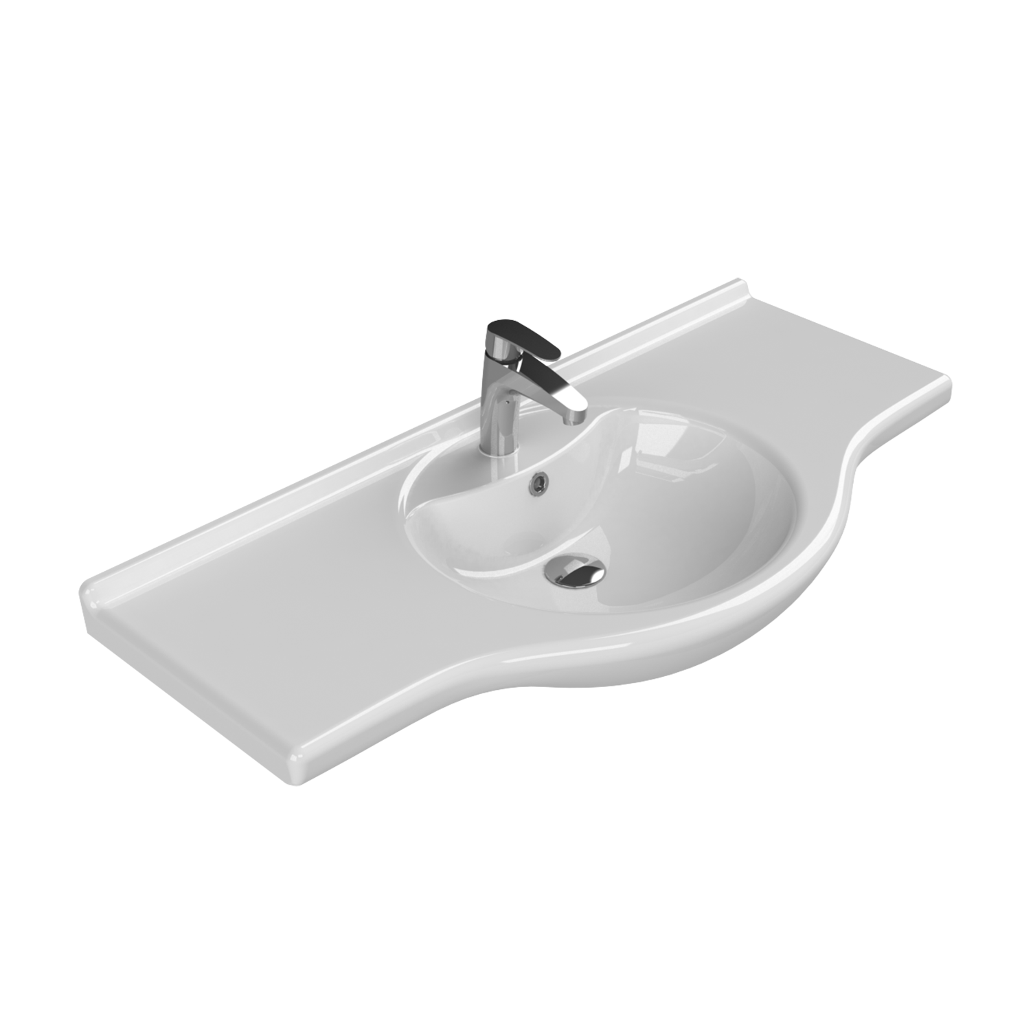 Turkuaz CeraStyle Nil White umivaonik (lavabo) 106x50x5 konzolni sa rupom za bateriju i prelivom 66700U