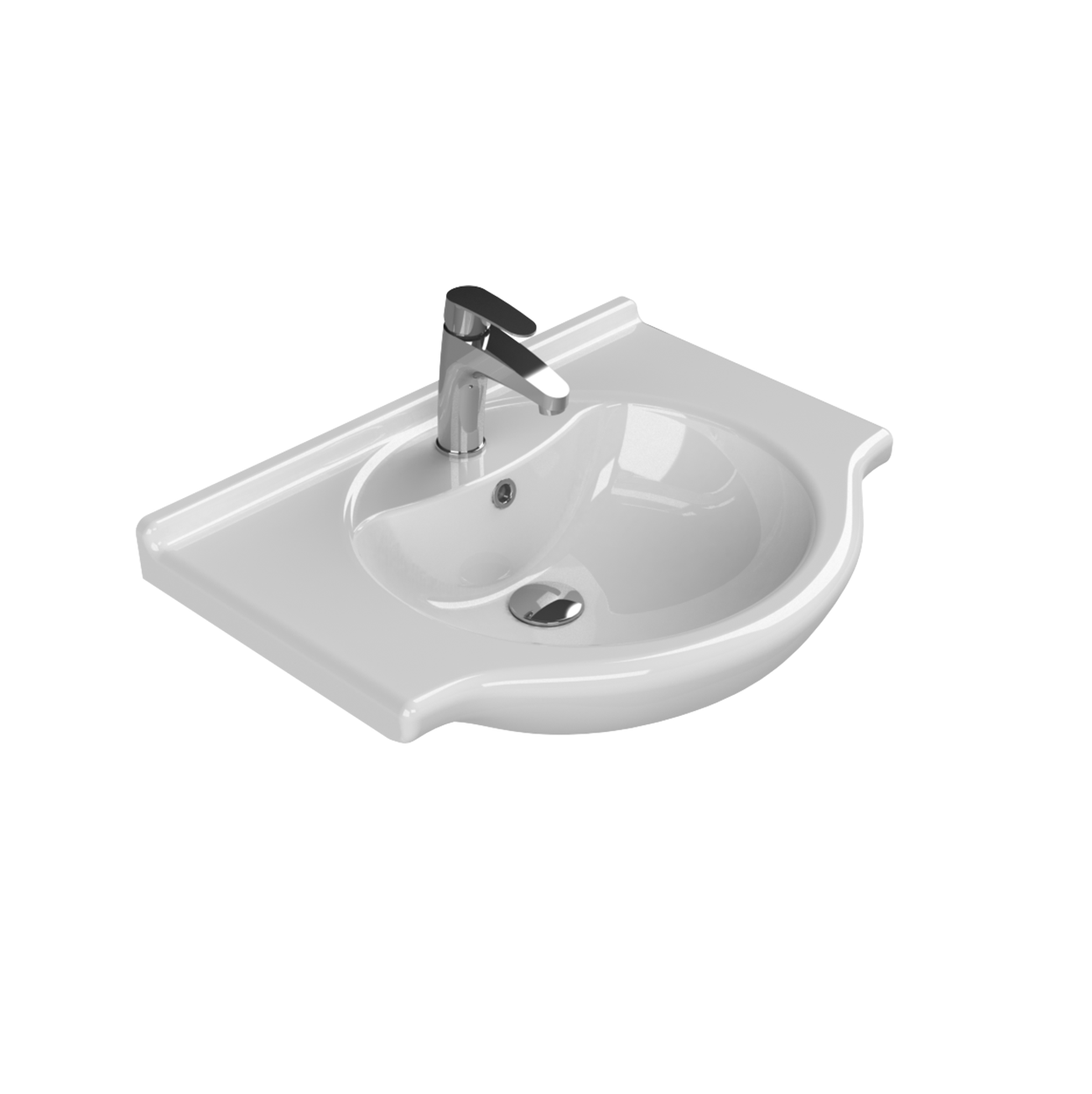 Turkuaz CeraStyle Nil White umivaonik (lavabo) 65x50x8 konzolni sa rupom za bateriju i prelivom 66100U