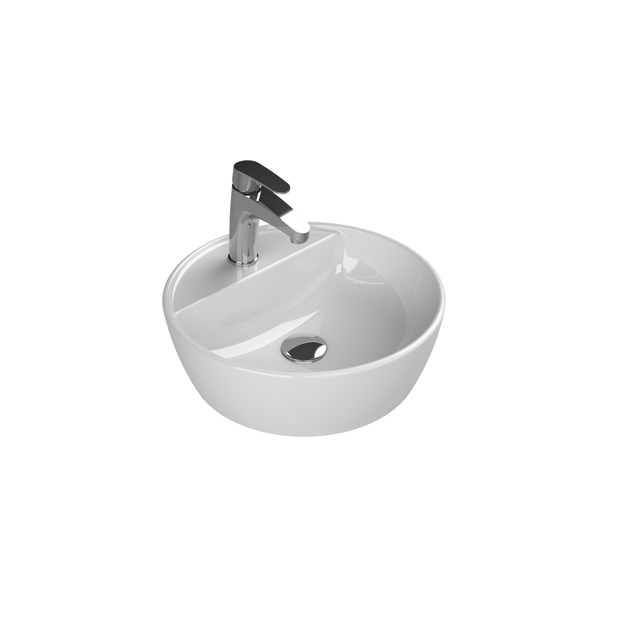 Turkuaz CeraStyle One White umivaonik (lavabo) 42x42x13,5 nadgradni sa rupom za bateriju okrugli 76400U