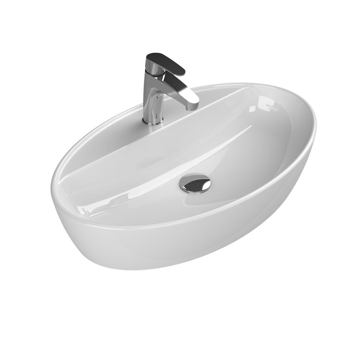 Turkuaz CeraStyle One White umivaonik (lavabo) 67x42,5x13,5 nadgradni sa rupom za bateriju ovalni 76500U