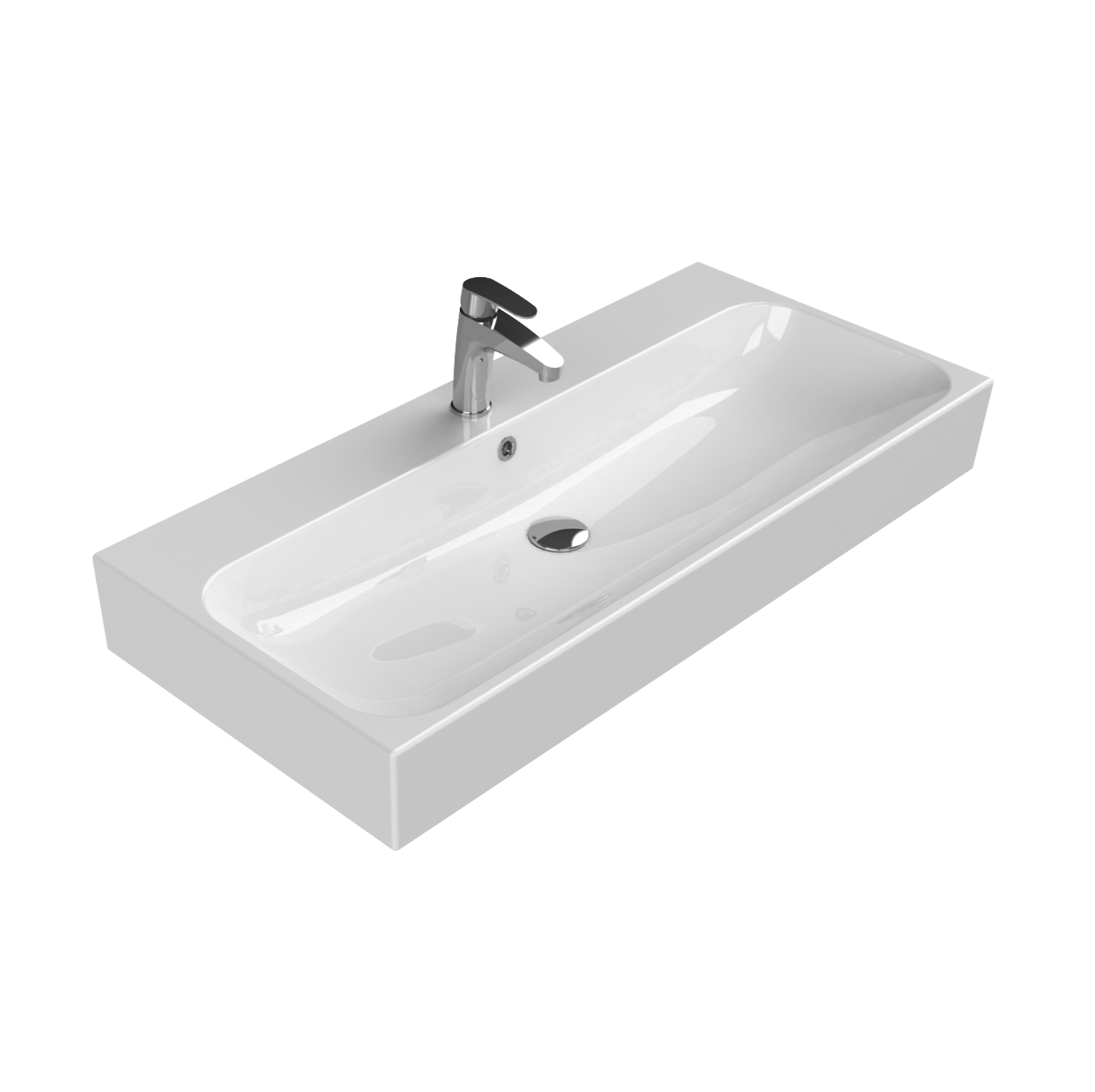 Turkuaz CeraStyle Pinto White umivaonik (lavabo) 100,5x46,5x13 konzolni i nadgradni sa rupom za bateriju i prelivom 80300U