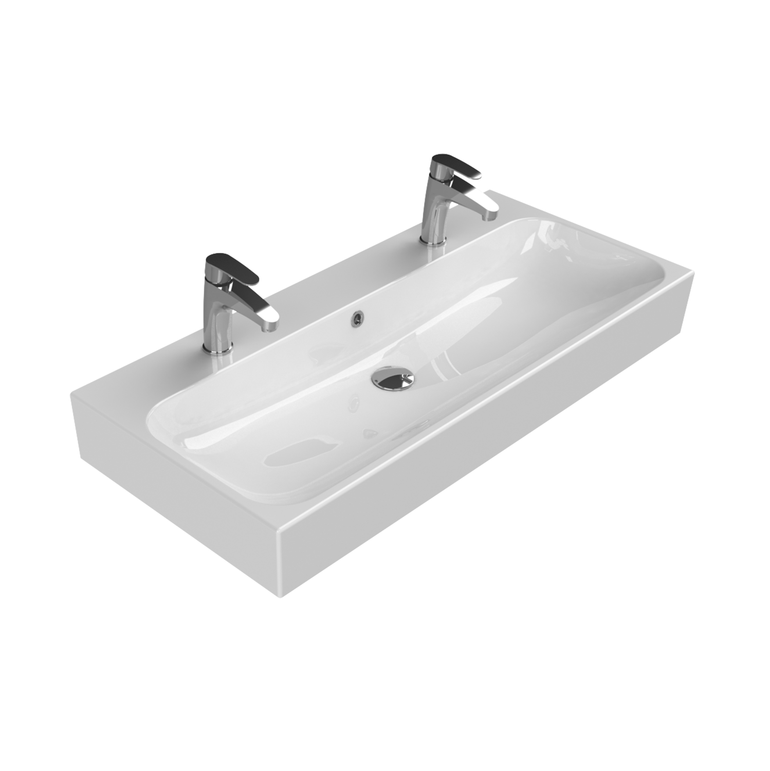 Turkuaz CeraStyle Pinto White umivaonik (lavabo) 101x46,5x13 konzolni i nadgradni sa 2 rupe za bateriju i prelivom 80500U
