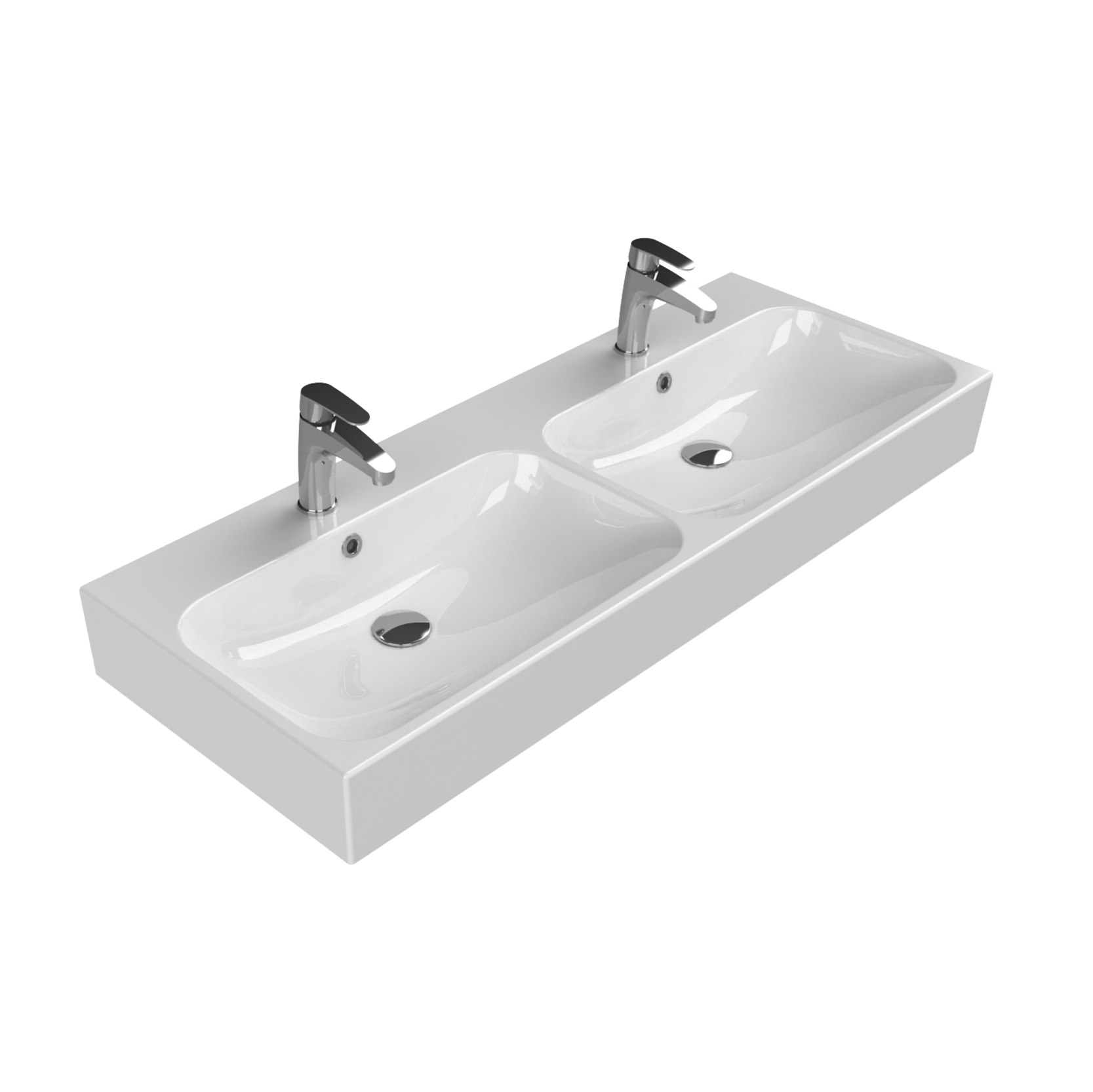 Turkuaz CeraStyle Pinto White umivaonik (lavabo) 120,5x46,5x13,5 konzolni i nadgradni sa 2 rupe za bateriju, 2 preliva i 2 korita dupli 80700U