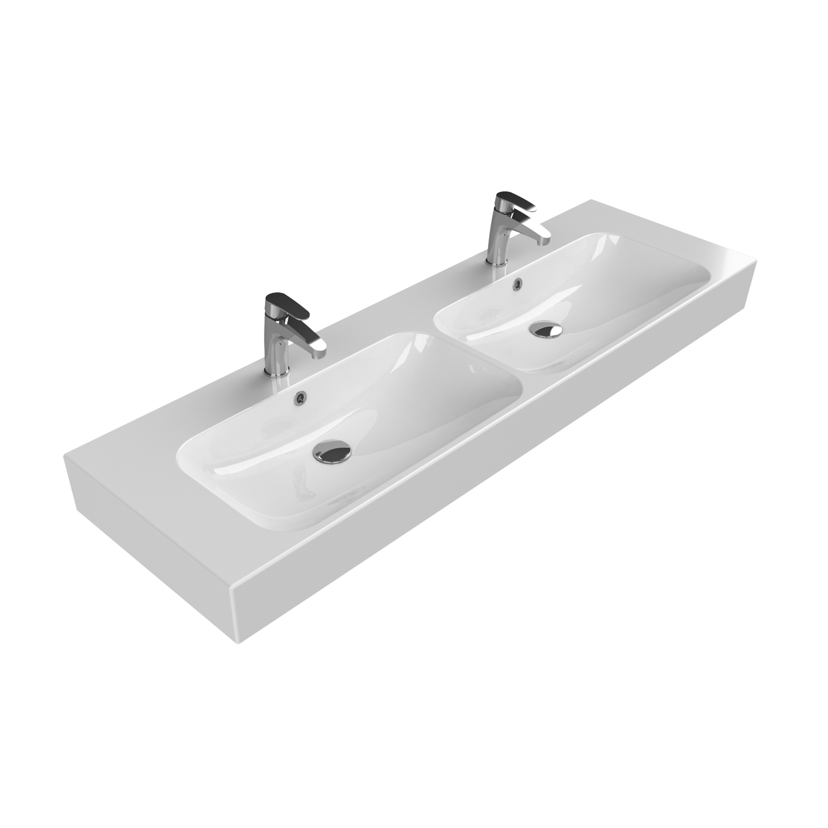 Turkuaz CeraStyle Pinto White umivaonik (lavabo) 150,5x46,5x13 konzolni i nadgradni sa 2 rupe za bateriju, 2 preliva i 2 korita dupli 80900U