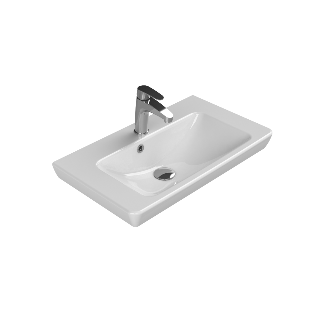 Turkuaz CeraStyle Porto White umivaonik (lavabo) 65,5x38x7 konzolni sa rupom za bateriju i prelivom 68100U