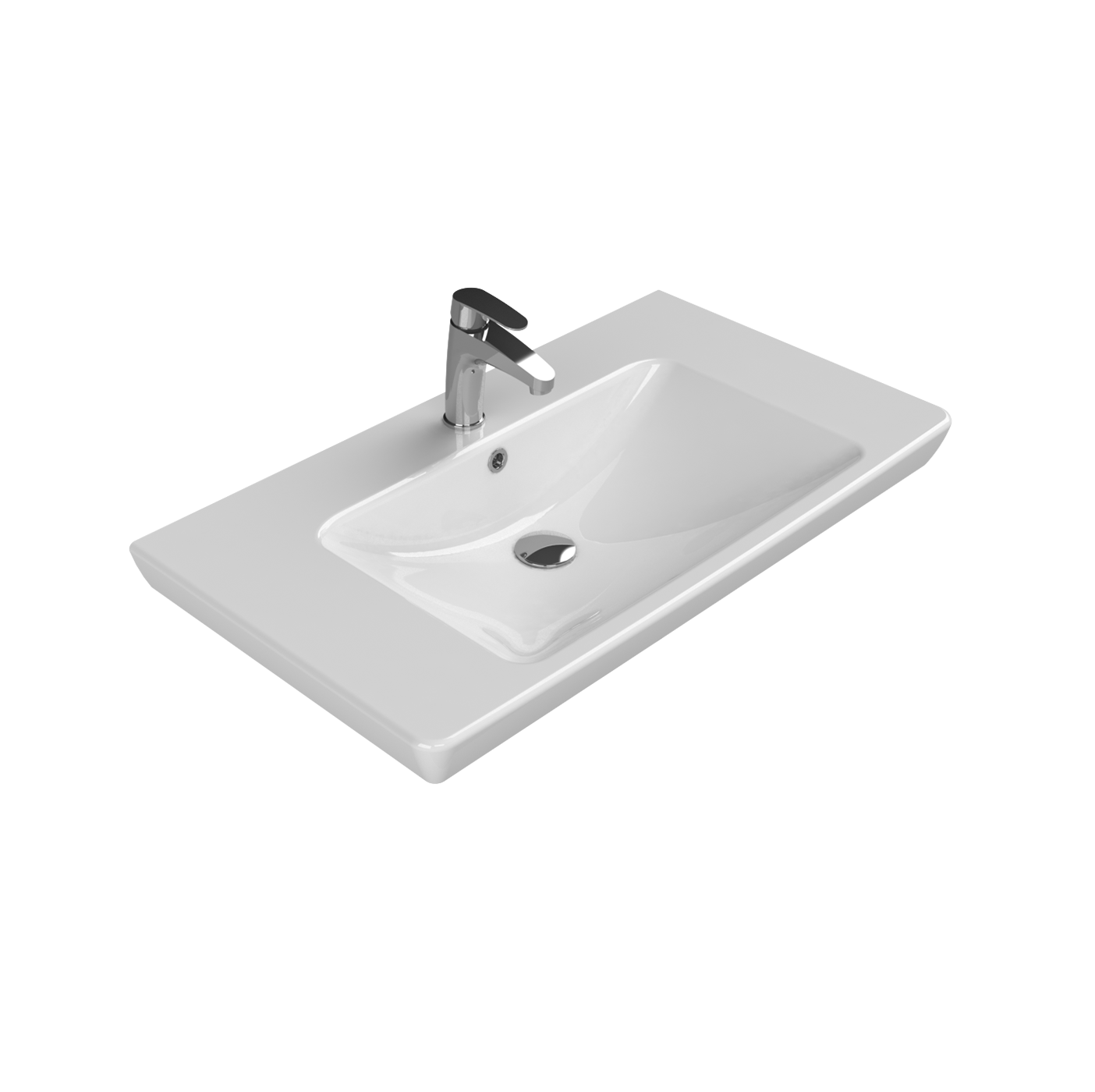 Turkuaz CeraStyle Porto White umivaonik (lavabo) 85,5x48x7 konzolni sa rupom za bateriju i prelivom 68300U