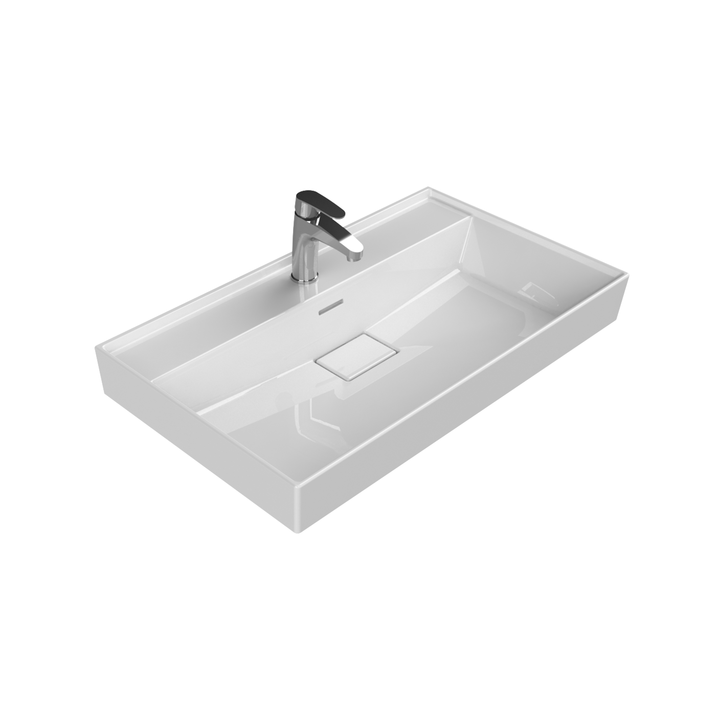 Turkuaz CeraStyle Sharp White umivaonik (lavabo) 80x47,8x10 konzolni sa rupom za bateriju i prelivom sa keramičkim odvodom 37300U