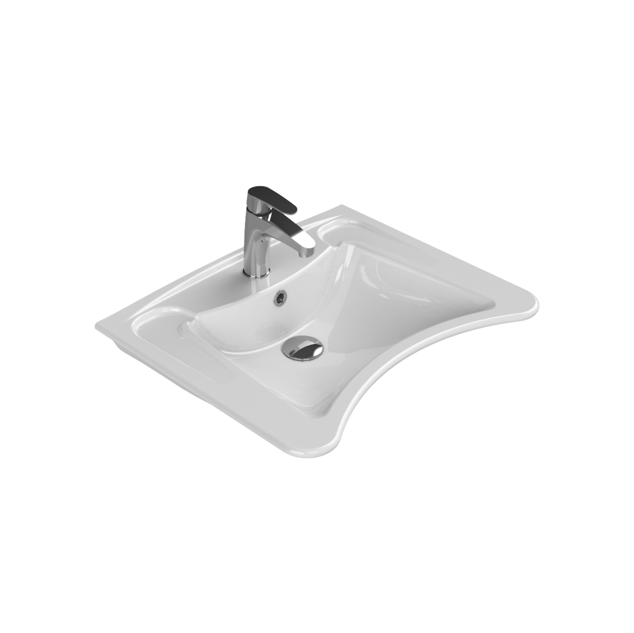 Turkuaz CeraStyle White umivaonik (lavabo) za osobe sa invaliditetom 60,5x49,5 konzolni sa rupom za bateriju i prelivom 17100U