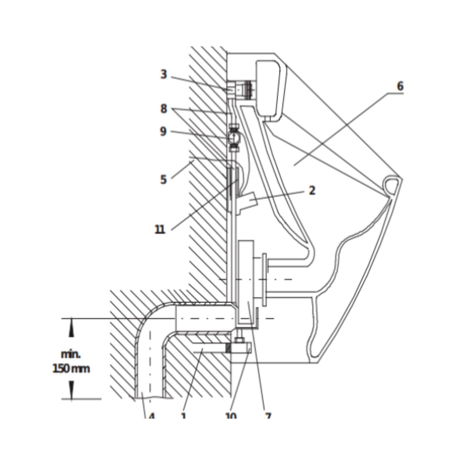 Jika Golem Antivandal White pisoar sa integrisanim senzorskim mehanizmom za ispiranje 30,5x53,5x34 za mrežno napajanje sa skrivenim dovodom, skrivenim odvodom i vidljivim kačenjem 8.4307.0.000.483.1