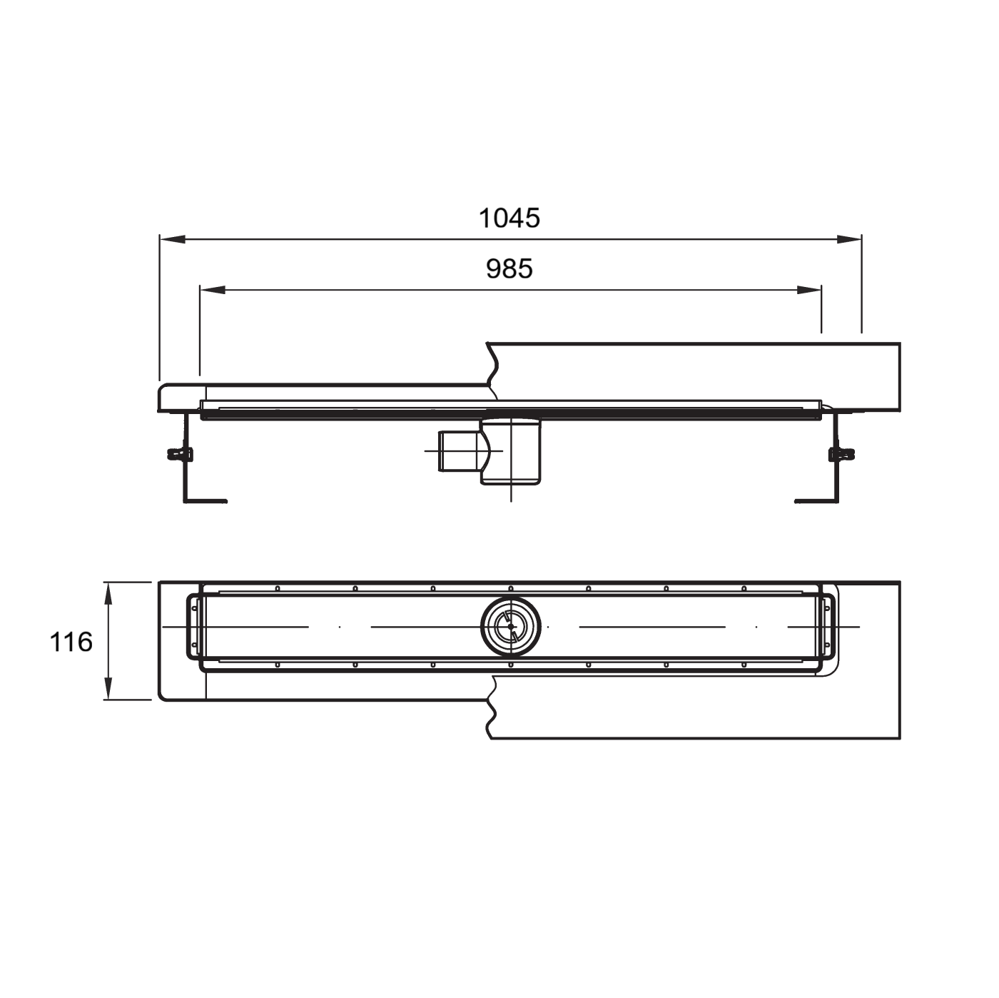 Aco ShowerDrain<sup>®</sup> E+ 985 telo kanala sa zidnom prirubnicom i visinom ugradnje 70-152mm 3017741