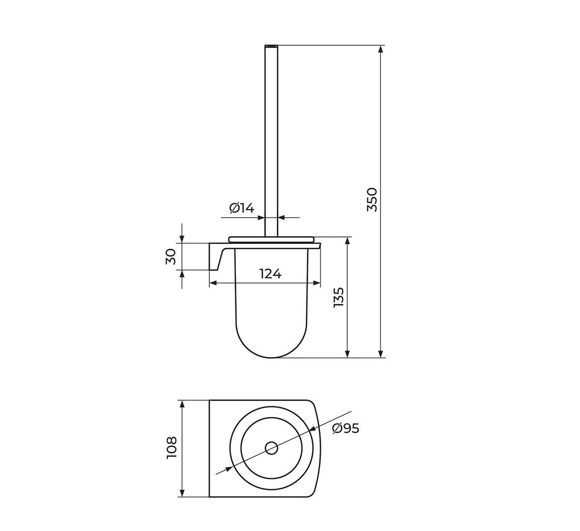 Rosan Stolz Chrome WC četka sa držačem konzolnim 1908