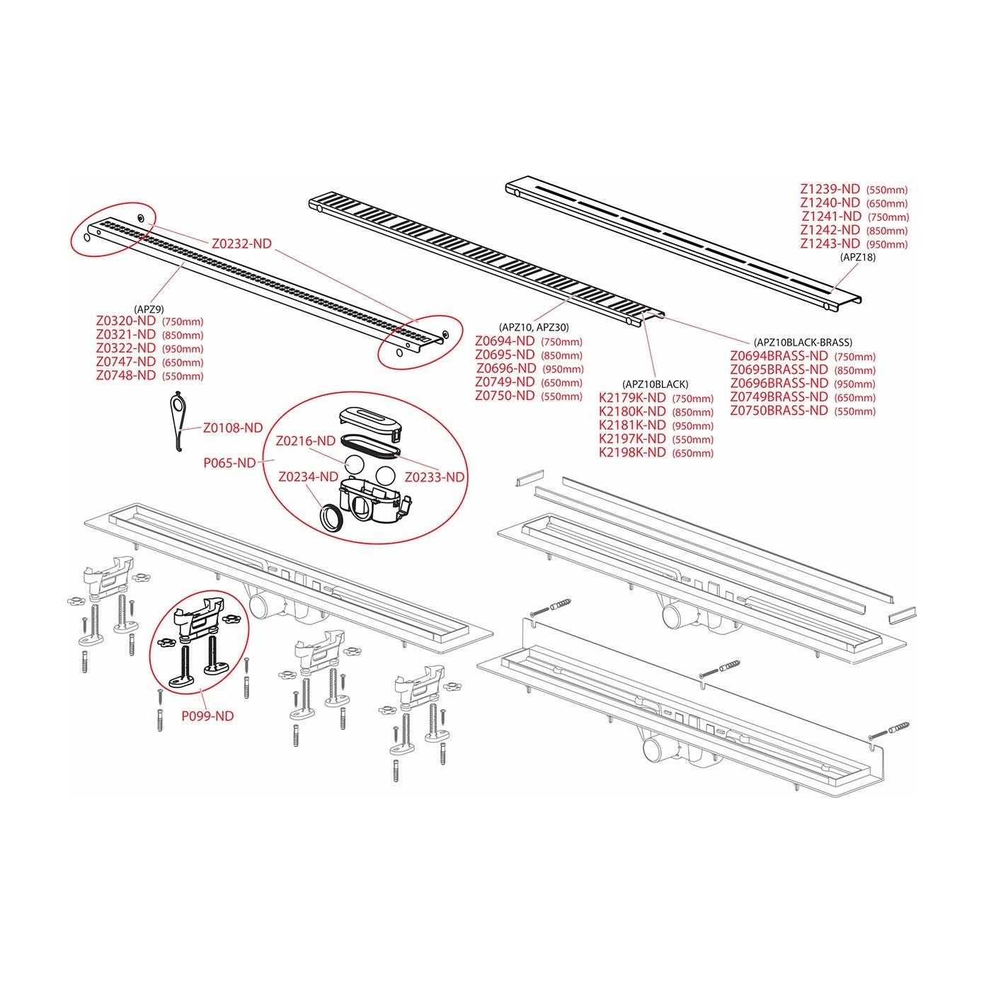 Alca Drain APZ10-650 Chrome telo kanala sa visinom ugradnje 75-110mm i Simple pokrivnom perforiranom rešetkom od nerđajućeg čelika dužine 65cm