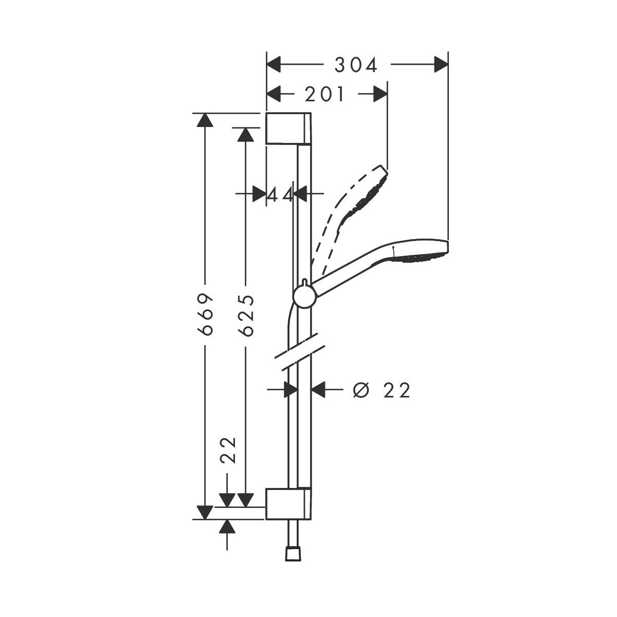 Hansgrohe Croma Select E 110 White/Chrome tuš set: ručni tuš sa 3 mlaza, Isiflex 1600 crevo za tuš i usponka šipka 669 sa kliznim držačem 26582400