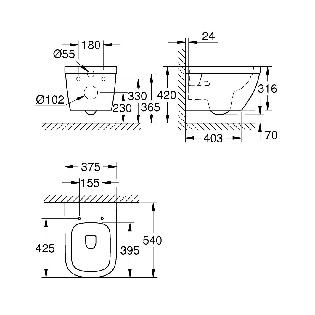 Grohe Euro Ceramic Alpine White Rimless WC šolja konzolna sa vidiljim kačenjem 39538000