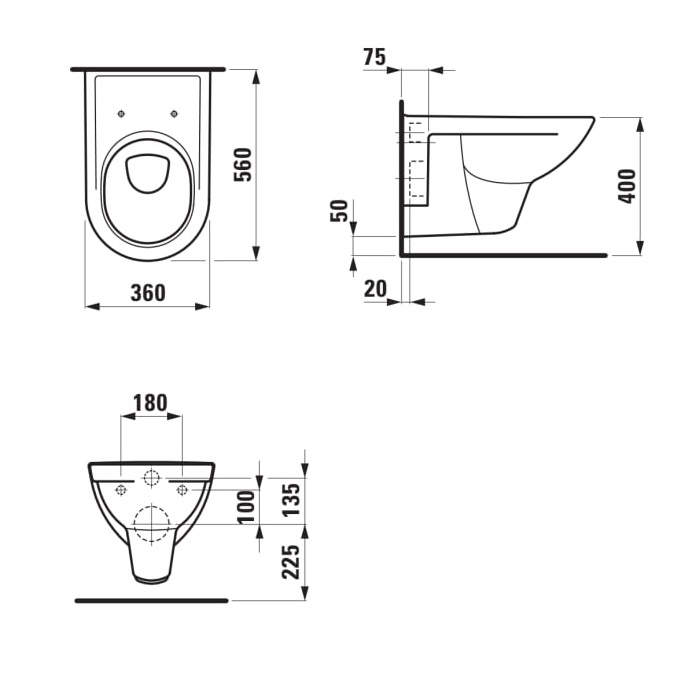 Laufen Pro White WC šolja konzolna 36x56x35 8.2095.0.000.000.1