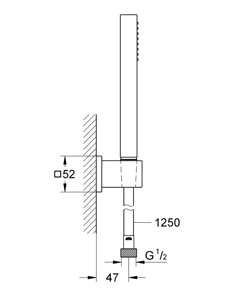 Grohe Euphoria Cube Stick Chrome tuš set: ručni tuš, zidni držač za tuš i Silverflex crevo za tuš 27703000
