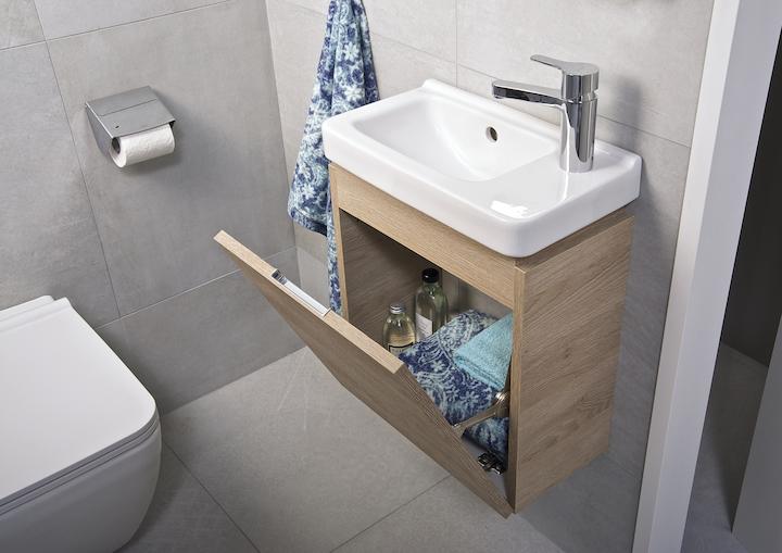 Jika Cubito Pure White umivaonik (lavabo) 450x250x50 sa rupom za bateriju levo i sa prelivom 8.1142.3.000.105.1