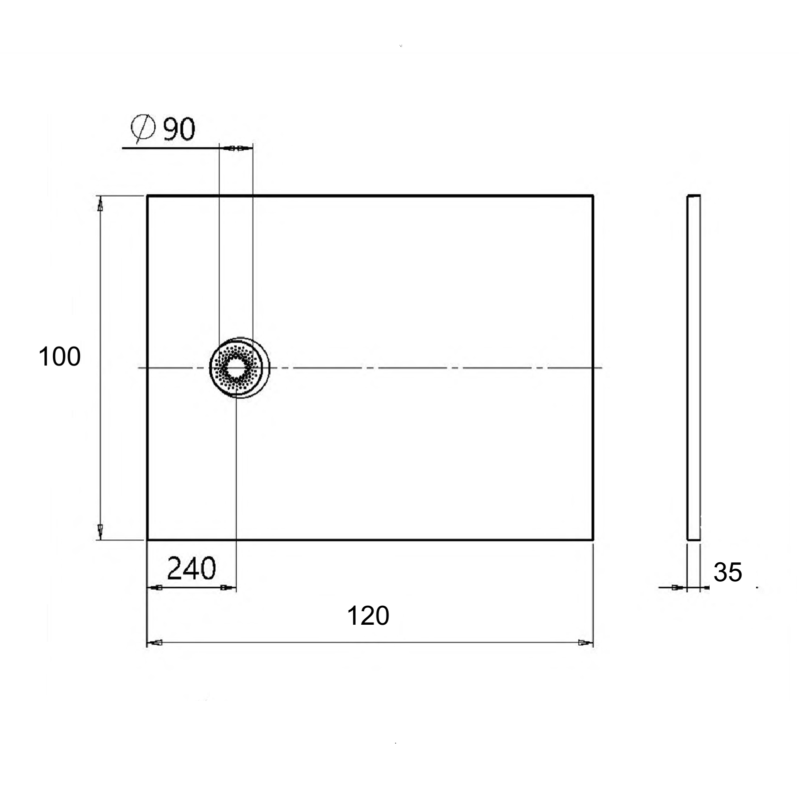Kolpa San Hopp White tuš kada 100x120 ugradna ili nadgradna visine 35mm sa poklopcem sifona 575280