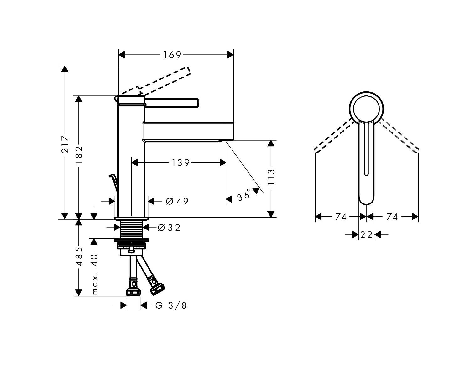 Hansgrohe Finoris 110 Chrome baterija (slavina) za bide sa odlivnim ventilom sifona pop-up 76020000
