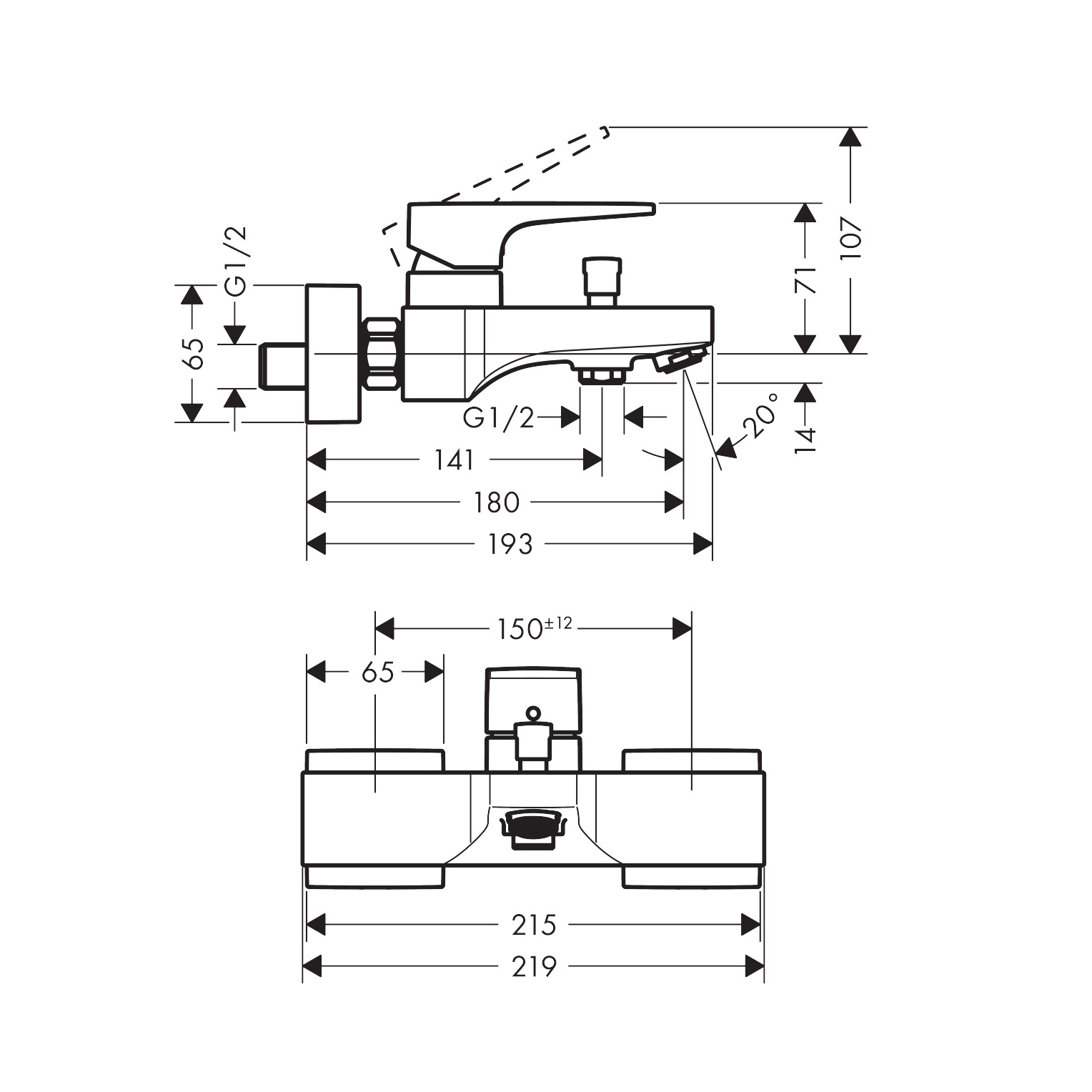 Hansgrohe Metropol Chrome baterija (slavina) za ručni tuš sa izlivom 32540000