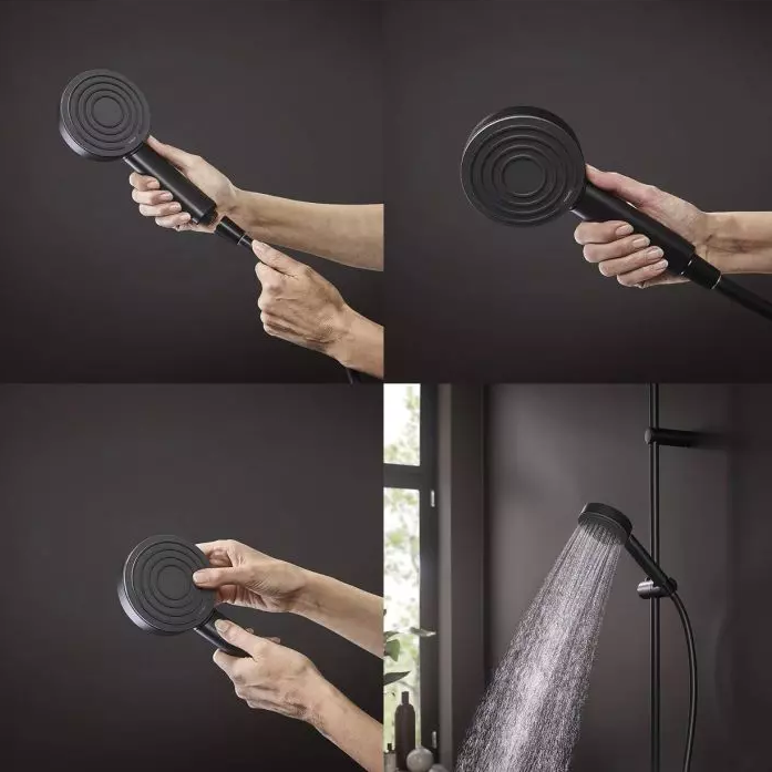 Hansgrohe Pulsify S EcoSmart+ 105 Matt Black ručni tuš sa 1 vrstom mlaza 24121670