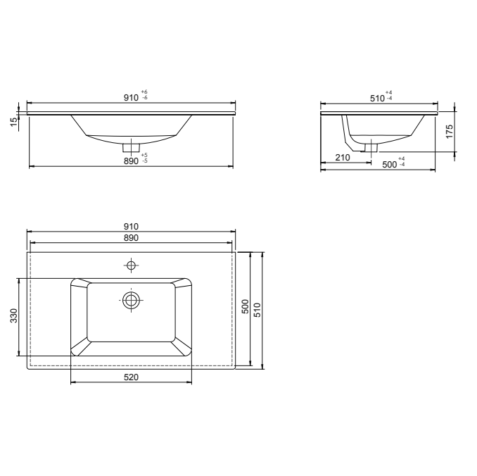Turkuaz CeraStyle Ibiza White umivaonik (lavabo) 91x51x1,5 konzolni sa rupom za bateriju, prelivom i zaravnjenjem levo i desno 50400U