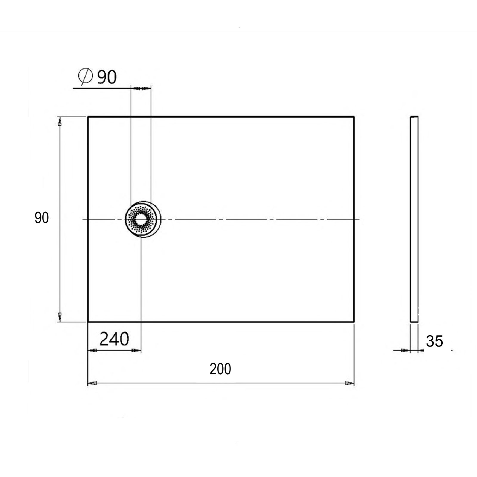 Kolpa San Hopp White tuš kada 90x200 ugradna ili nadgradna visine 35mm sa poklopcem sifona 575370