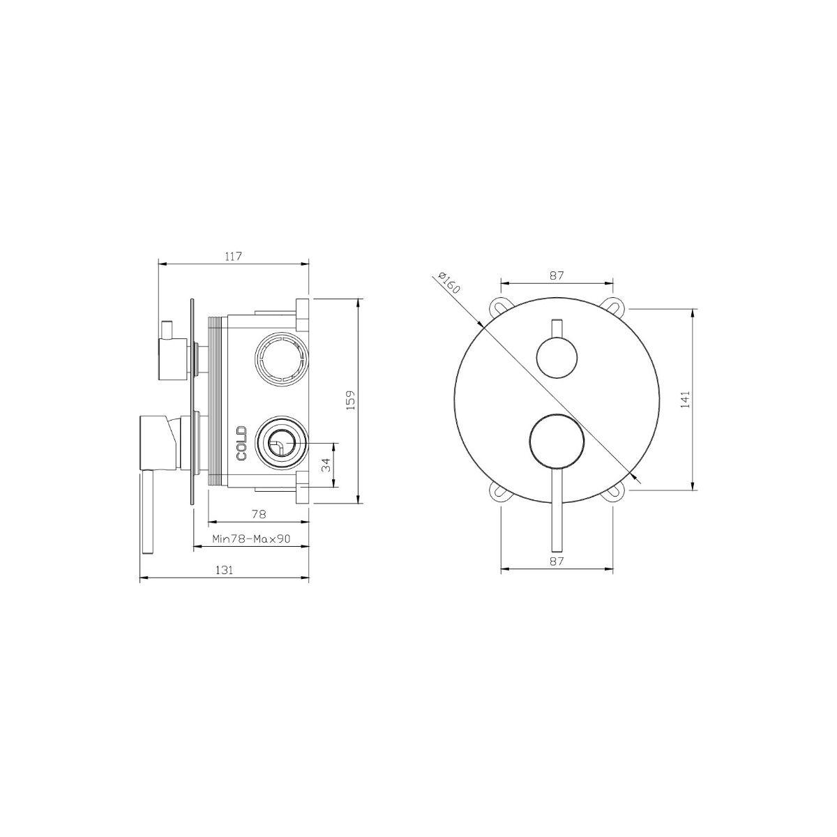 Giusta Ultima Black Matte mešač sa prebacivačem i integrisanim ugradnim telom, nadglavni tuš okrugli sa zidnim držačem i ručni tuš set sa zidnim priključkom sa integrisanim držačem 71301BM0