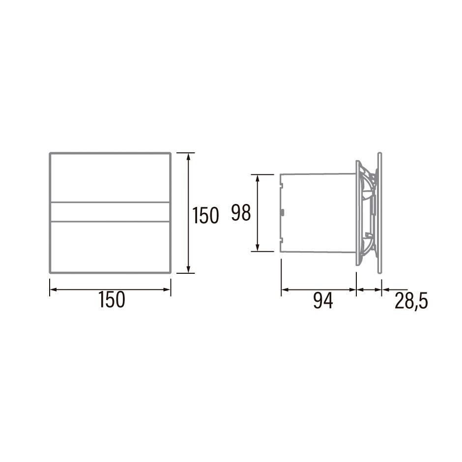 Cata E-100 GLT White kupatilski ventilator sa staklenom pločom, tajmerom i led svetlom 00900001