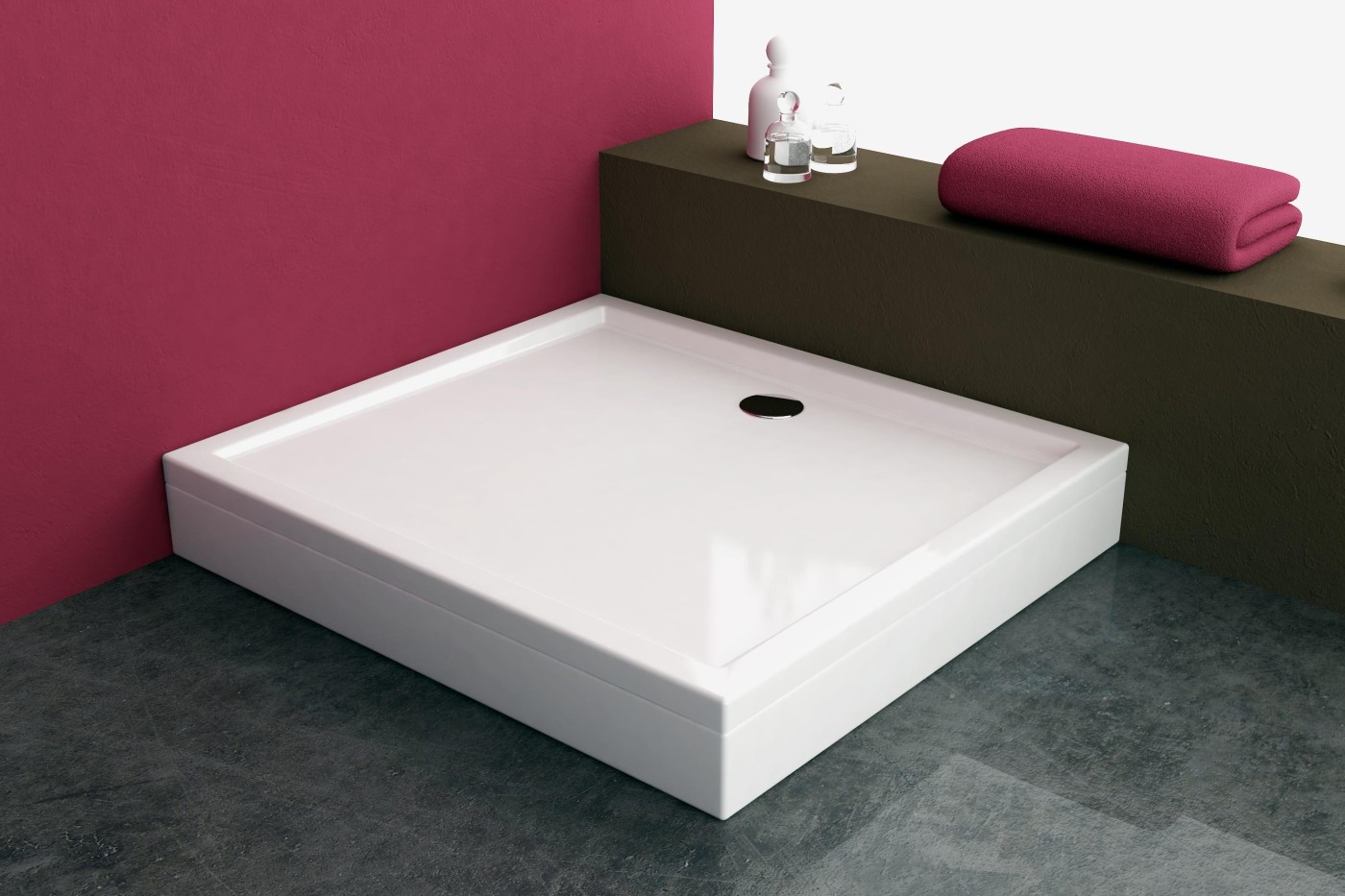 Kolpa San Flamenco White 100x100x4 tuš kada četvrtasta ugradna od sanitarnog akrila sa odlivom Ø90mm 961420