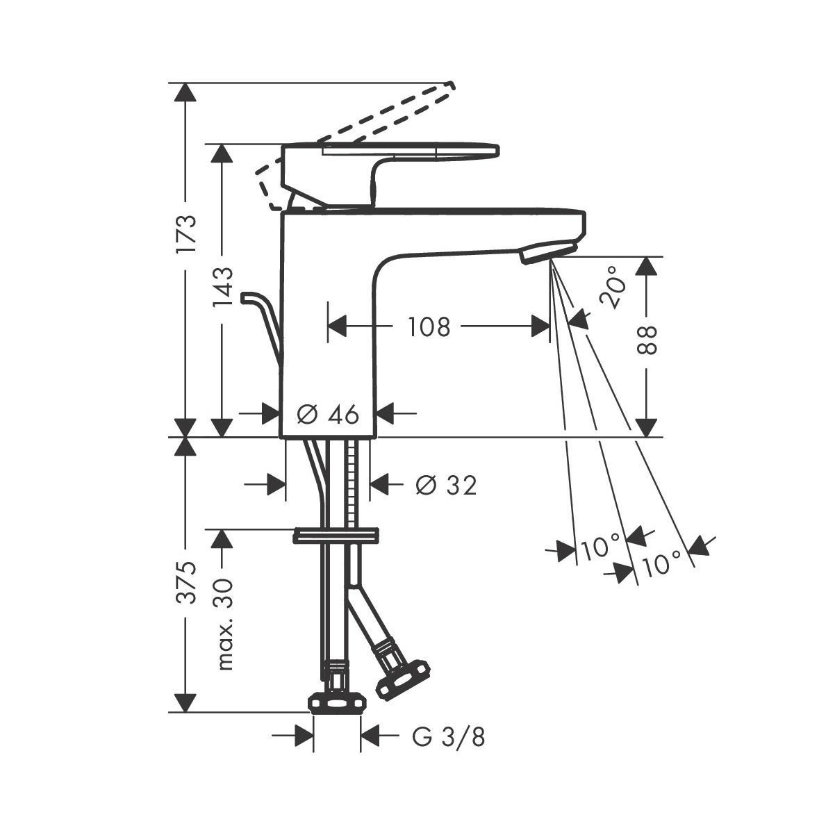 Hansgrohe Vernis Blend 100 Matt Black baterija (slavina) za umivaonik sa odlivnim ventilom sifona pop-up 71551670