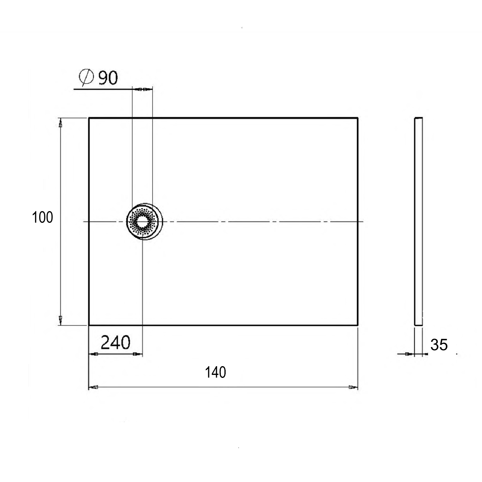 Kolpa San Hopp White tuš kada 100x140 ugradna ili nadgradna visine 35mm sa poklopcem sifona 575310