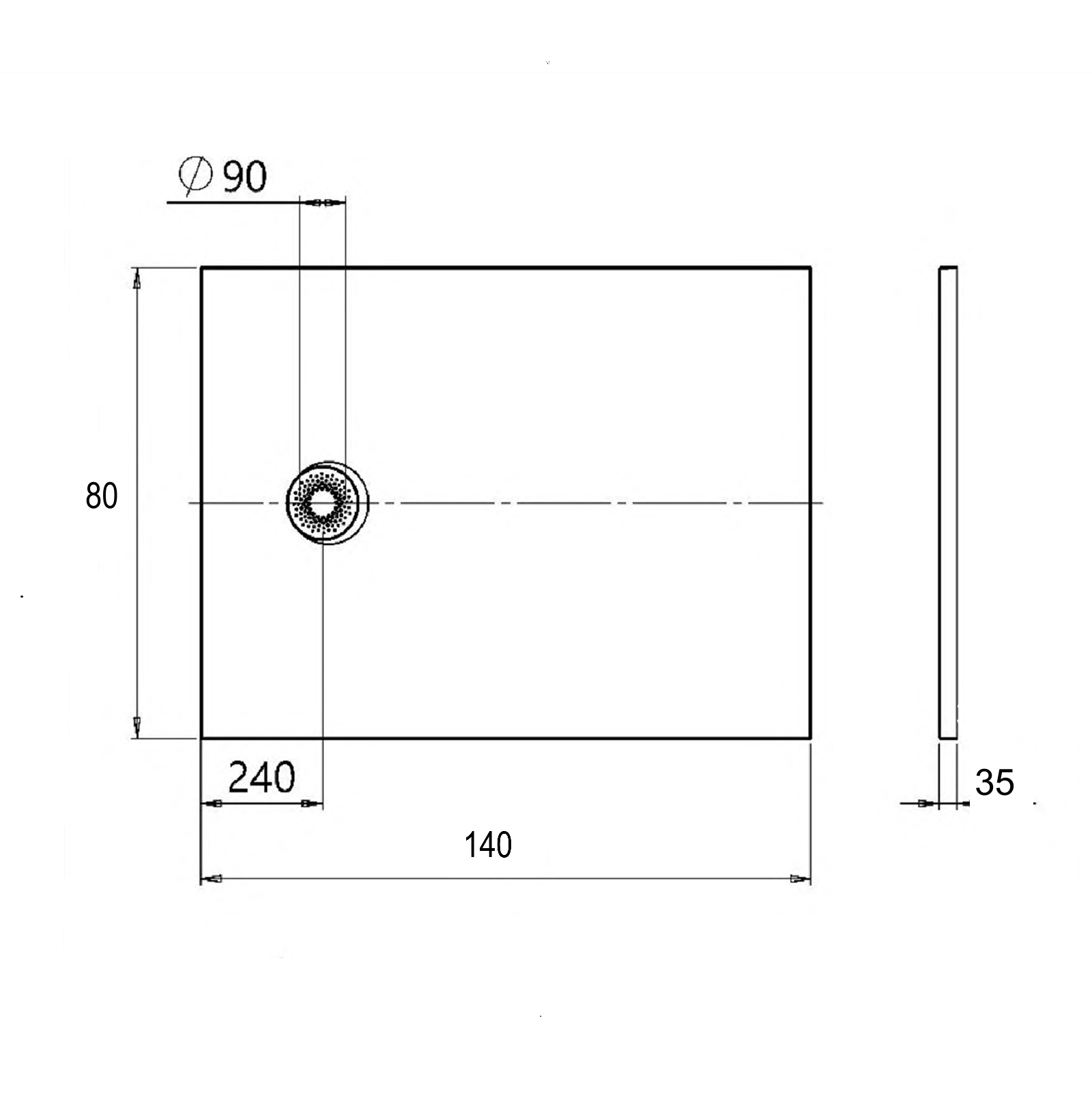 Kolpa San Hopp White tuš kada 80x140 ugradna ili nadgradna visine 35mm sa poklopcem sifona 575290