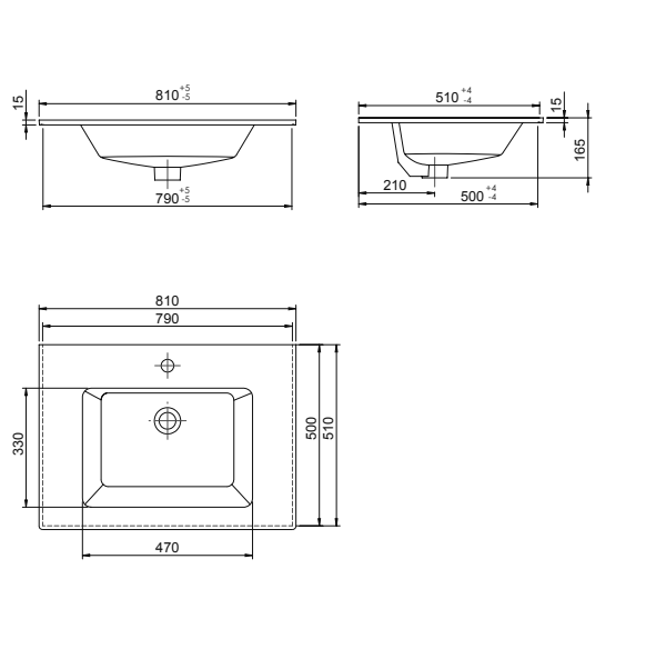 Turkuaz CeraStyle Ibiza White umivaonik (lavabo) 81x51x1,5 konzolni sa rupom za bateriju, prelivom i zaravnjenjem levo i desno 50300U