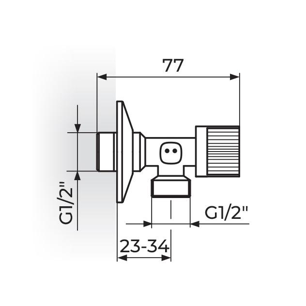 Rosan Armor Chrome ek venitl ugaoni 1/2x1/2