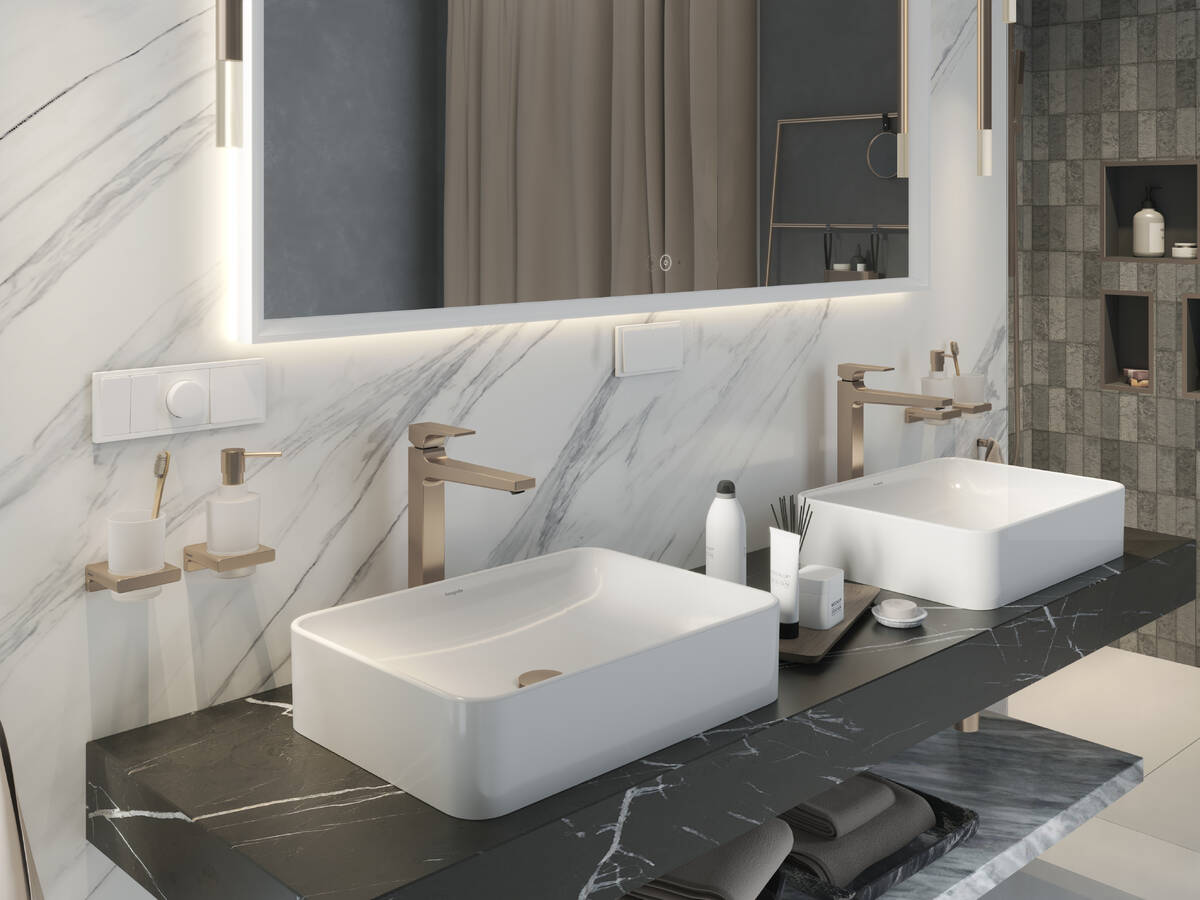 Hansgrohe Metropol 260 Brushed Bronze Air Power EcoSmart baterija (slavina) za umivaonik sa odlivnim ventilom sifona push-open metalnim 32512140