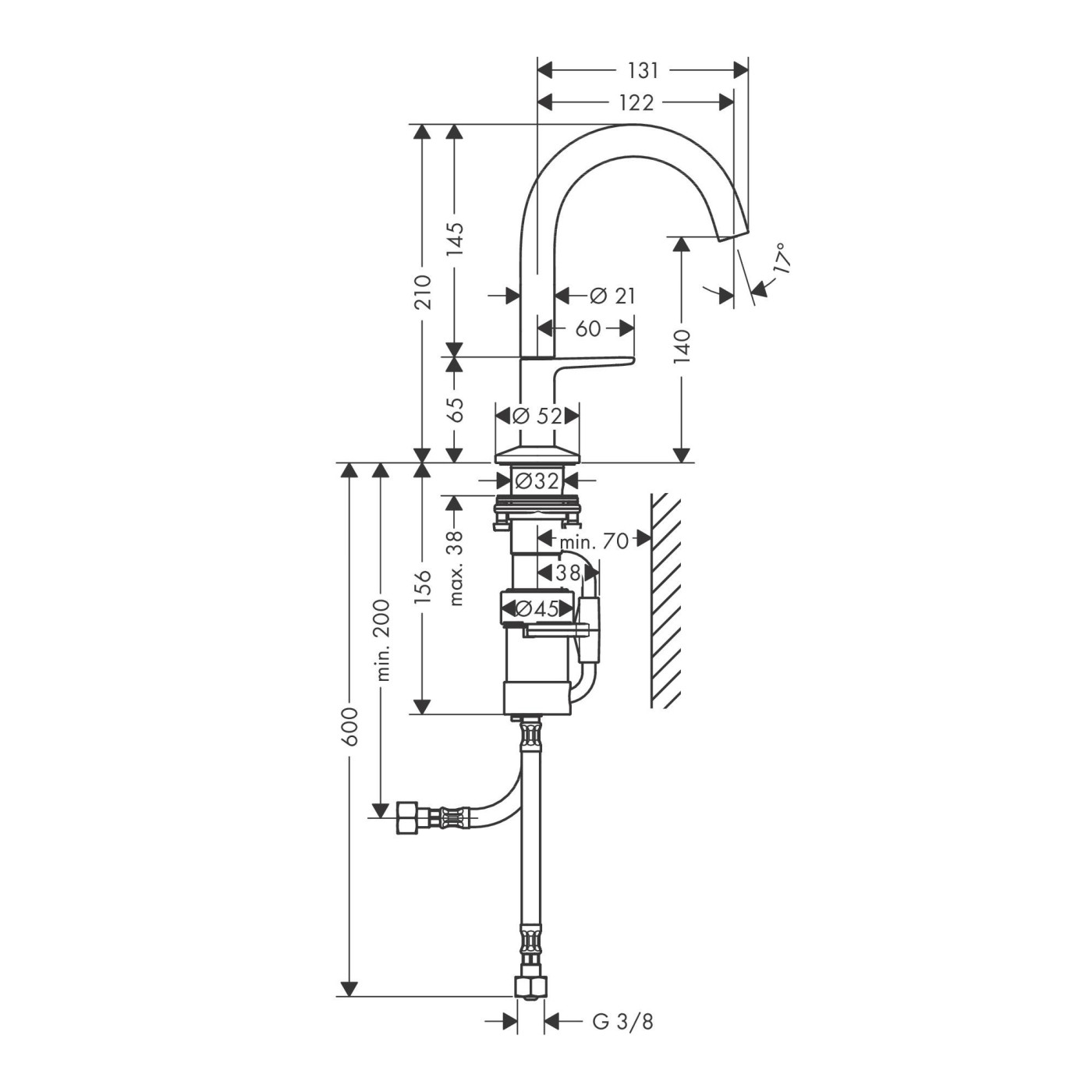 Axor One 140 Brushed Bronze Select EcoSmart baterija (slavina) za umivaonik sa odlivnim ventilom sifona push-open metalnim 48010140