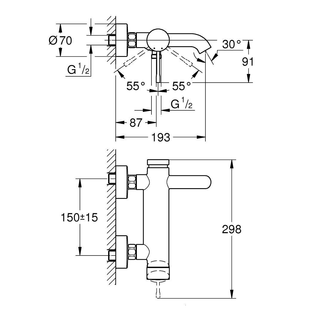Grohe Essence Cool Sunrise baterija (slavina) za tuš sa izlivom 33624GL1