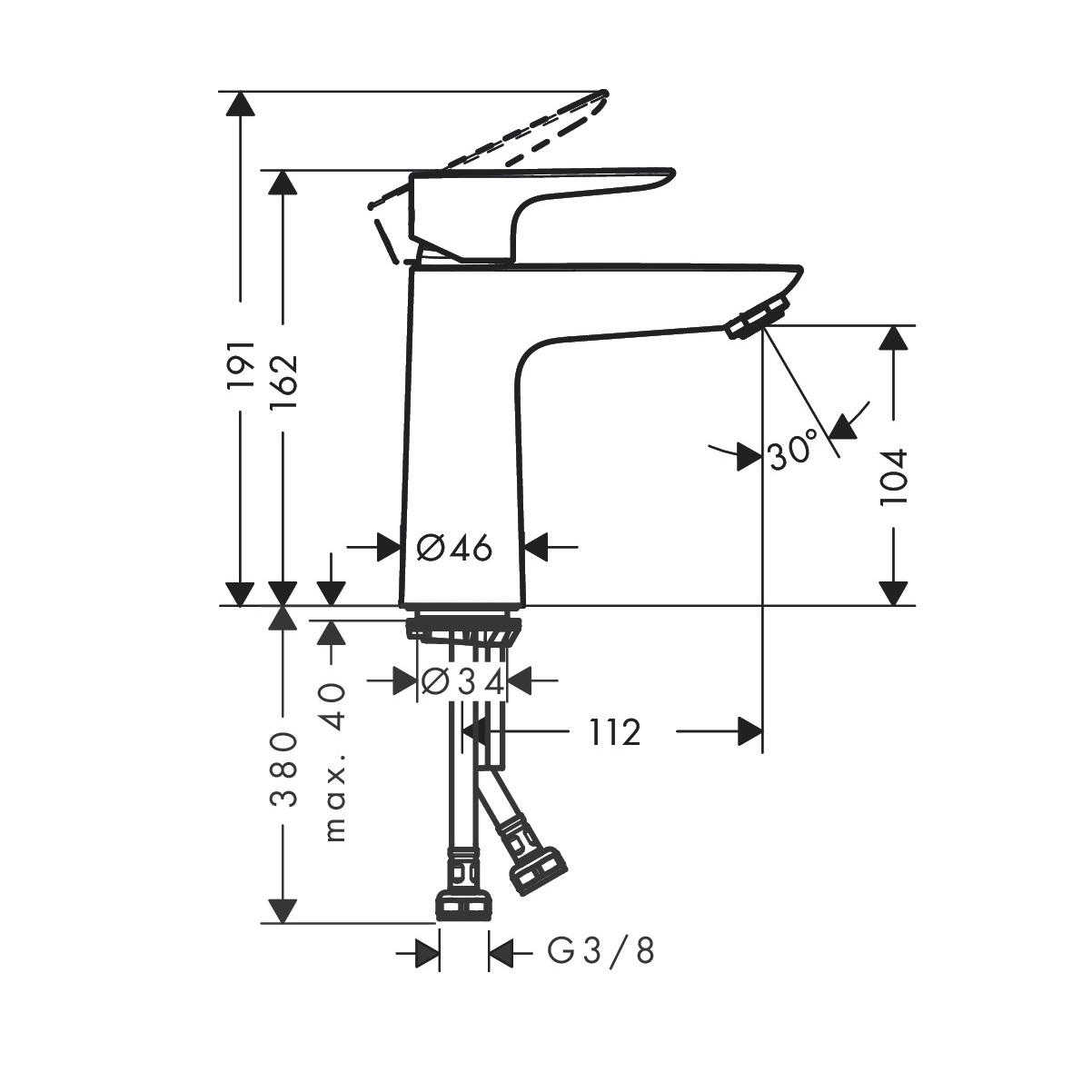 Hansgrohe Talis E 110 Chrome baterija (slavina) za umivaonik sa odlivnim ventilom sifona push-open 71711000 