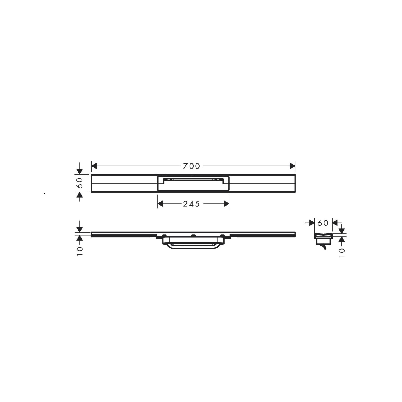 Hansgrohe RainDrain Flex 700 Brushed Bronze tuš kanal skrativi za visinu ugradnje 67 ili 102mm sa pokrivnom rešetkom od nerđajućeg čelika i integrisanim nagibom bez ugradnog odvodnog tela 56043140