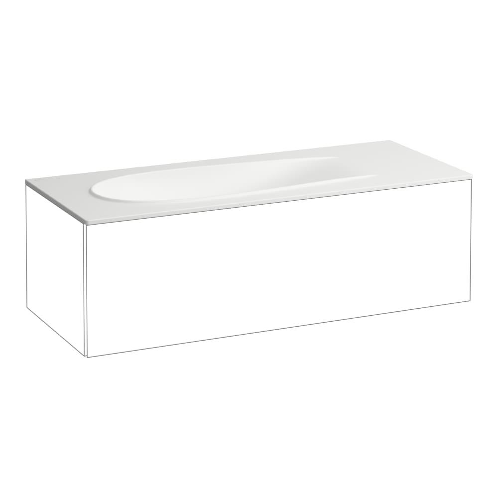 Laufen Il Bagno Alessi White LCC Slim umivaonik (lavabo) 120x50x16 konzolni i ugradni sa rupom za bateriju, desnim zaravnjenjem i keramickim odlivnim ventilom sifona nezatvorivim 8.1797.9.400.104.1