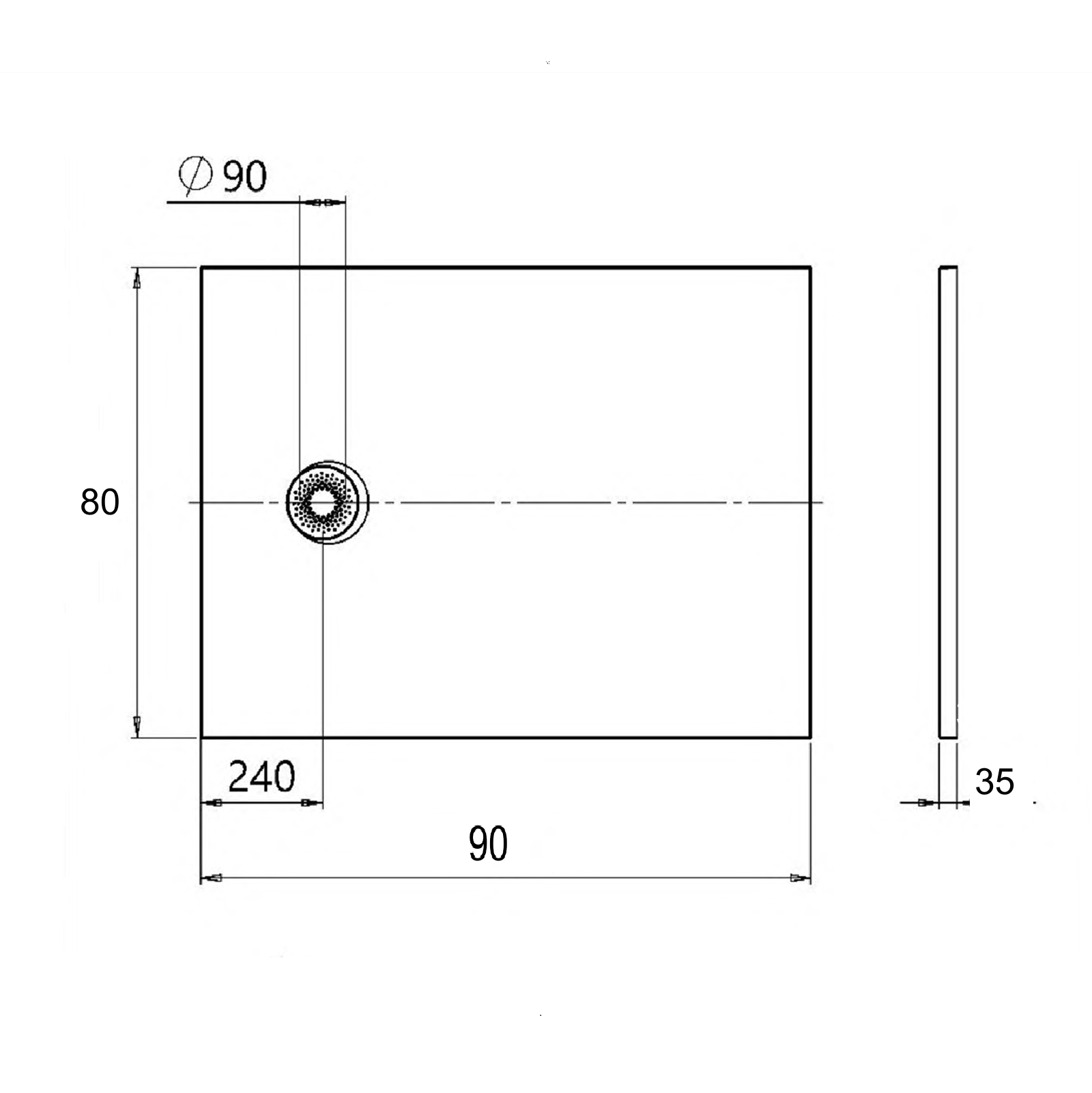 Kolpa San Hopp White tuš kada 80x90 ugradna ili nadgradna visine 35mm sa poklopcem sifona 575210