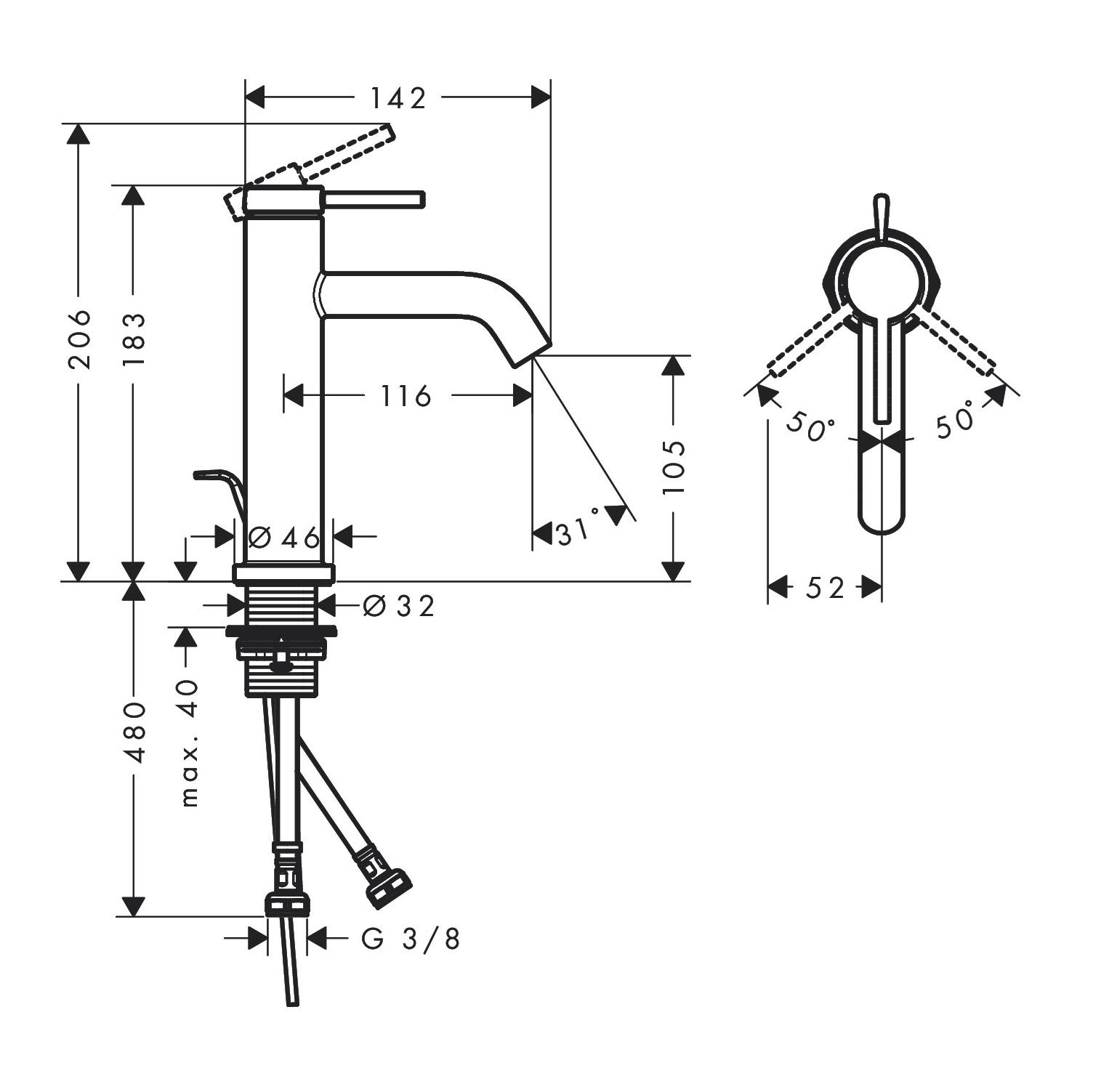 Hansgrohe Tecturis S 110 Chrome baterija (slavina) za umivaonik sa odlivnim ventilom sifona pop-up 73310000
