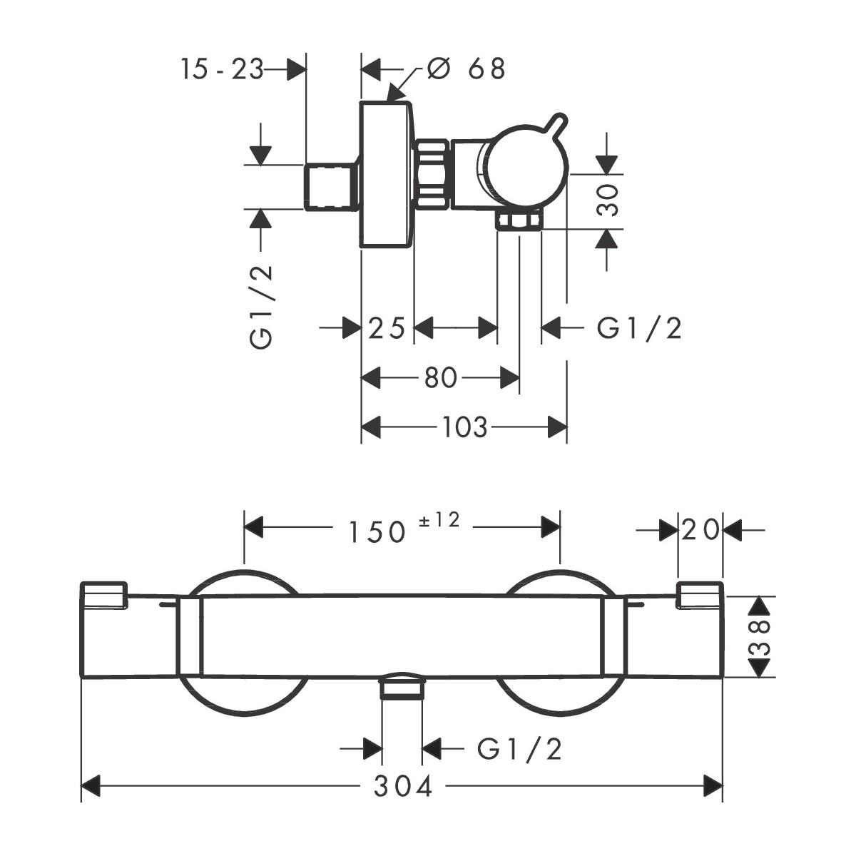 Hansgrohe Ecostat Chrome baterija (slavina) za ručni tuš termostatska 13116000