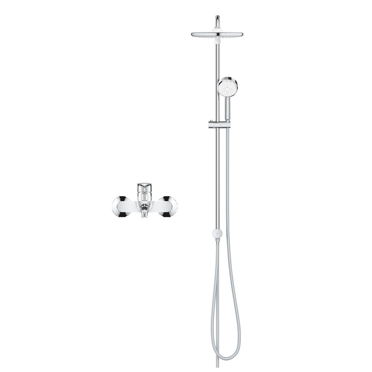 Grohe Tempesta Cosmopolitan System 250 Chrome tuš sistem usponski sa ručnim tuš setom i okruglim nadglavnim tušem 26675000 